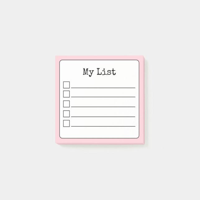 Checkliste Rosa Retro Linken Post-it Klebezettel (Vorderseite)