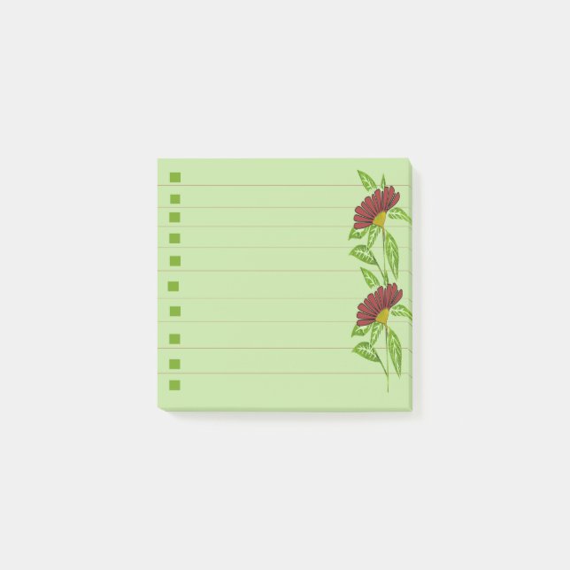 Checkliste Rote Blume Post-it Klebezettel (Vorderseite)