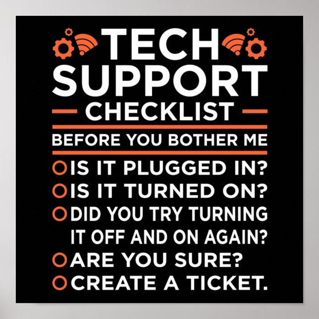 Checkliste "Technischer Support" Computer-IT-Progr Poster (Vorne)