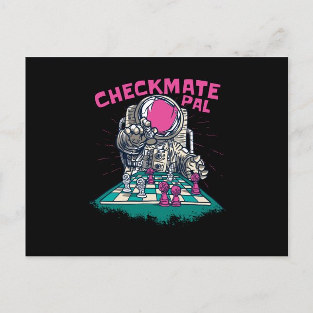 Checkmate Astronaut Chess Postkarte (Vorderseite)
