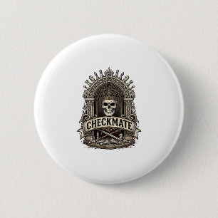 Checkmate Skull King Vintage Schach Button