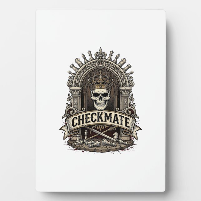 Checkmate Skull King Vintage Schach Fotoplatte (Vorderseite)