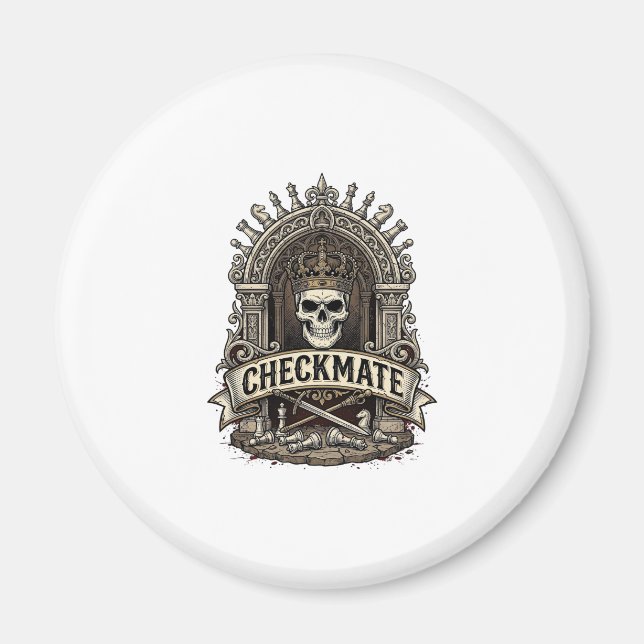 Checkmate Skull King Vintage Schach Magnet (Vorne)