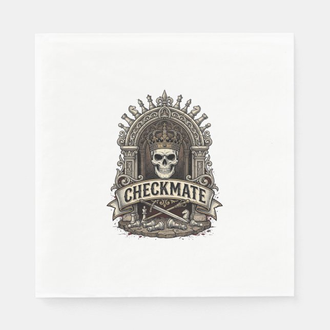 Checkmate Skull King Vintage Schach Serviette (Vorderseite)