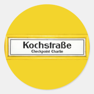Checkpoint Charlie, Kochstrabe, gelbe Grenze Runder Aufkleber