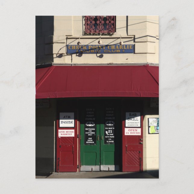 Checkpoint Charlie, New Orleans Postkarte (Vorderseite)