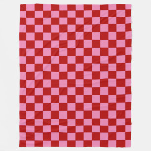 Checkte Red and Hot Pink Poker Karten Fleecedecke