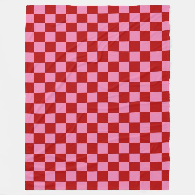 Checkte Red and Hot Pink Poker Karten Fleecedecke (Vorderseite)