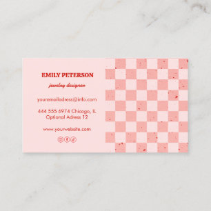 Checkte rosa rote Retro-Visitenkarte Visitenkarte
