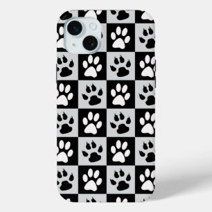 Checkte Schwarz-weiße Paws und Klauen Case-Mate iPhone Hülle