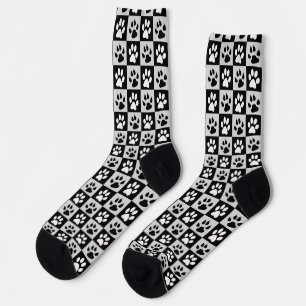 Checkte Schwarz-weiße Paws und Klauen Socken