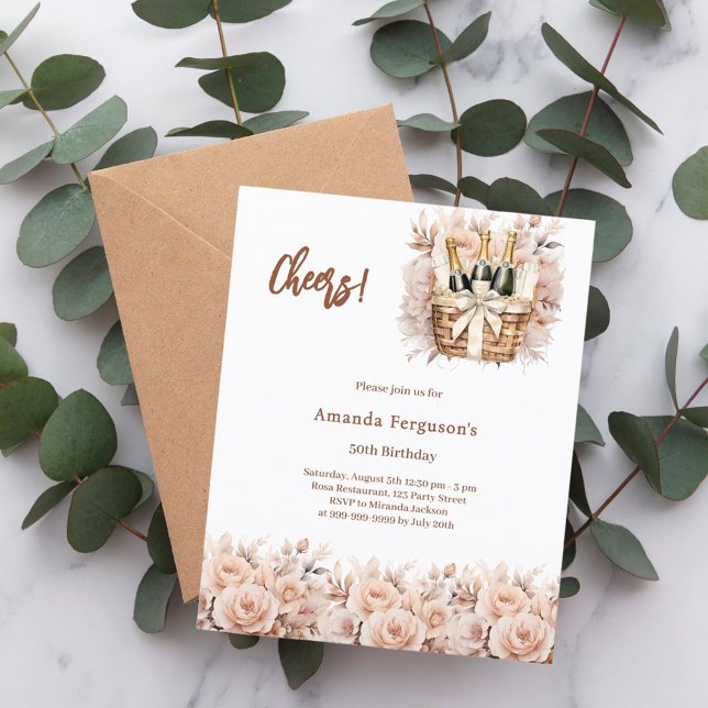 Checreme Rose Blumenblätter Geburtstagseinladung (Von Creator hochgeladen)