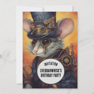 Cheddarwhisk-Steampunk-Tier mit individuellem Name Einladung