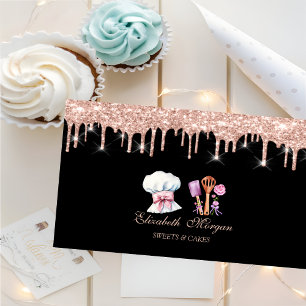 Cheef Tools Blumen Rose Gold Tropfen Bäckerei Visitenkarte