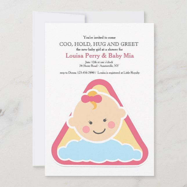 Cheeks doux Baby Girl Douche Invitation (Devant)