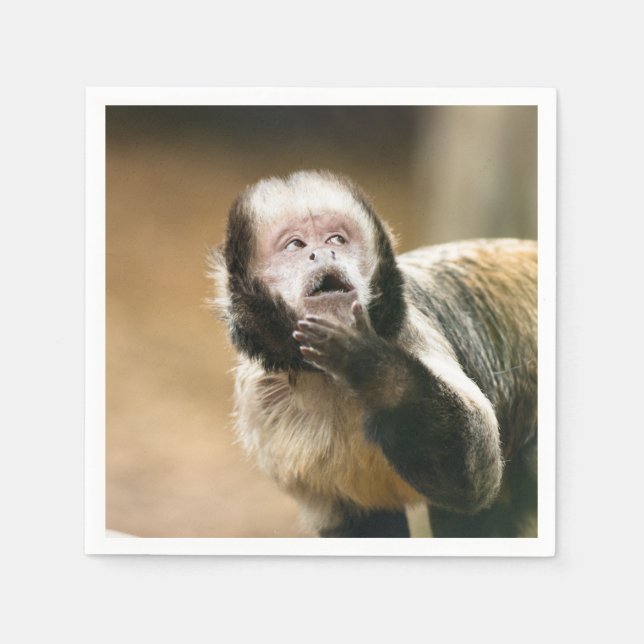 Cheeky & bedachte Baby Kapuzineraffe Serviette (Vorderseite)