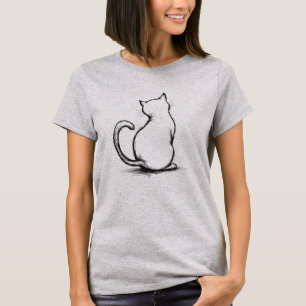 Cheeky Cat Minimalistisch Back View T-Shirt