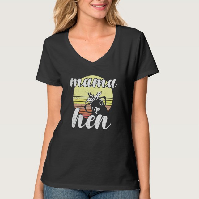 Cheeky Chicken Retro Sunset Mum Hen Glasses T-Shirt (Vorderseite)
