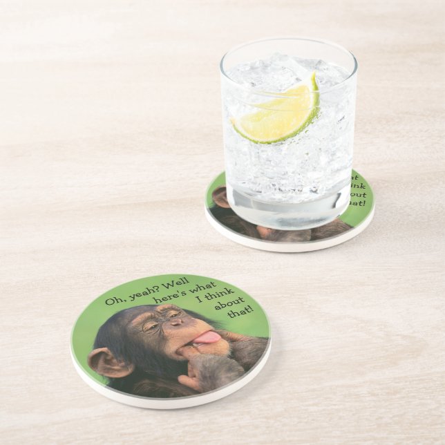 Cheeky Chimp Sandstein Untersetzer (Seite)
