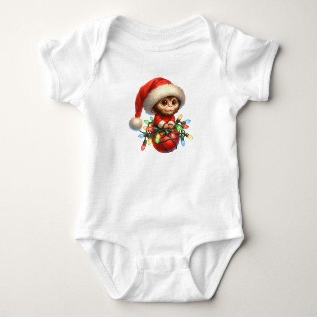 Cheeky Christmas Monkey Baby Strampler (Vorderseite)