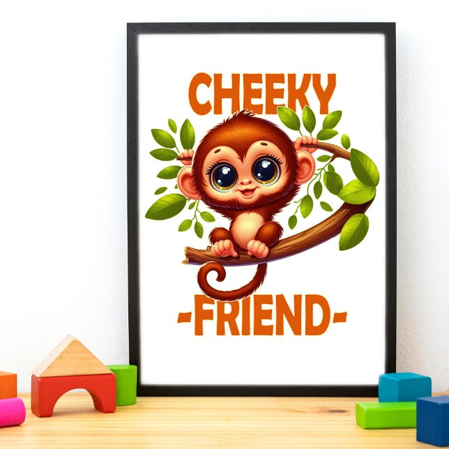 Cheeky Friend Pub Niedlich Baby Monkey auf Baum Ca Fotodruck (Von Creator hochgeladen)