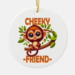 Cheeky Friend Pub Niedlich Baby Monkey auf Baum Ca Keramik Ornament