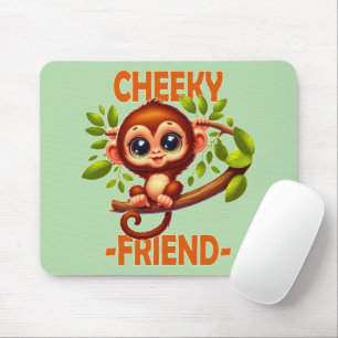 Cheeky Friend Pub Niedlich Baby Monkey auf Baum Ca Mousepad