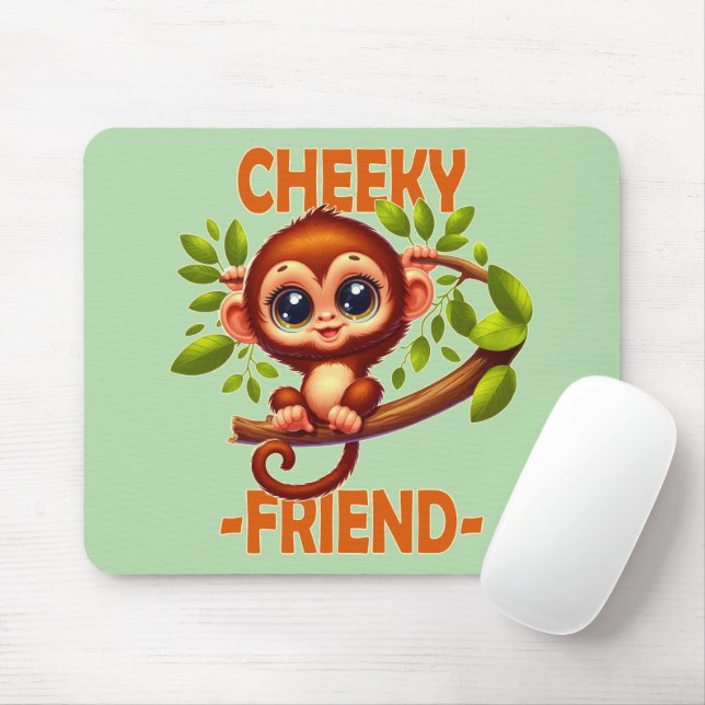 Cheeky Friend Pub Niedlich Baby Monkey auf Baum Ca Mousepad (Mit Mouse)