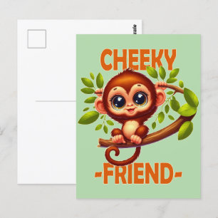 Cheeky Friend Pub Niedlich Baby Monkey auf Baum Ca Postkarte