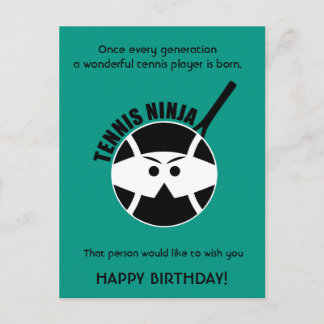 Cheeky green Tennis 🎾 Ninja Happy Birthday Postca Postkarte