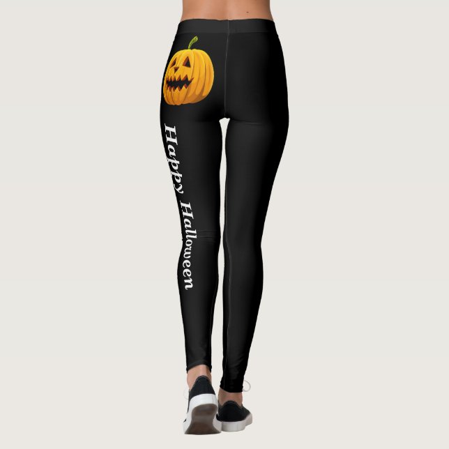 CHEEKY Halloween Kürbislaterne Orange Black Leggings (Rückseite)