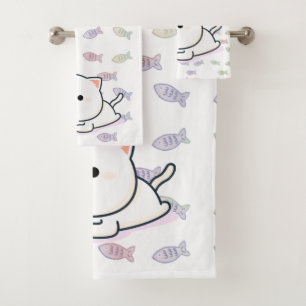 Cheeky Kawaii Style Kitten Badhandtuch Set