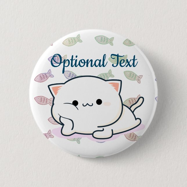 Cheeky Kawaii Style Kitten Button (Vorderseite)