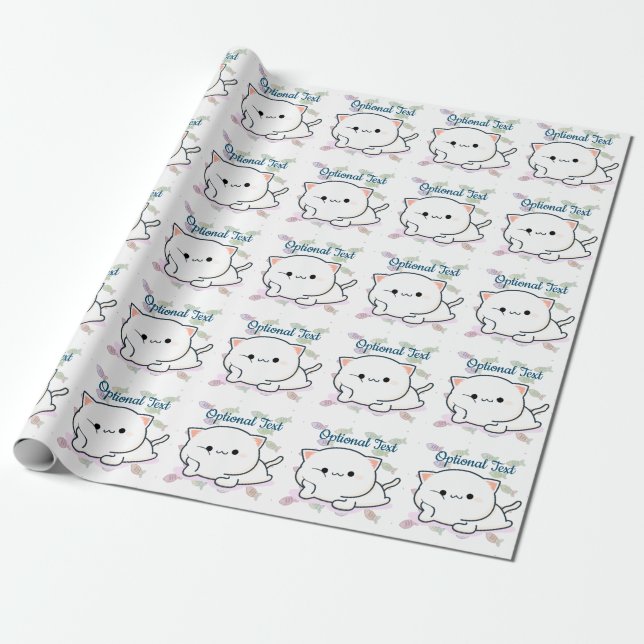 Cheeky Kawaii Style Kitten Geschenkpapier (Ungerollt)