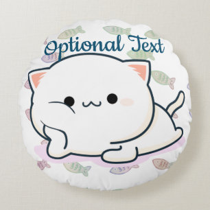 Cheeky Kawaii Style Kitten Rundes Kissen