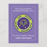 Cheeky Lila Tennis 🎾 Happy Birthday Postcard