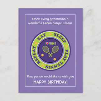 Cheeky Lila Tennis 🎾 Happy Birthday Postcard Postkarte