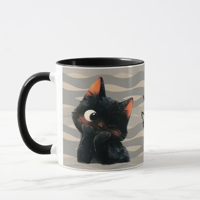 Cheeky Little Black Cat Tasse (Links)