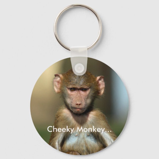 Cheeky Monkey - Niedlich Baby Baboon Schlüsselanhä Schlüsselanhänger (Vorderseite)