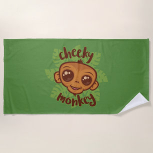 Cheeky Monkey Niedlich Cartoon Primat Zeichnend Strandtuch
