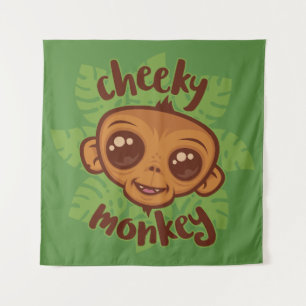 Cheeky Monkey Niedlich Cartoon Primat Zeichnend Wandteppich