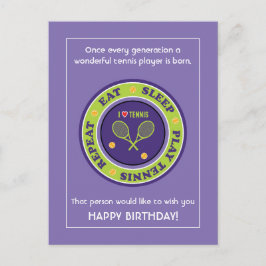 Cheeky Purple Tennis 🎾 Bonne Carte Postale Annive