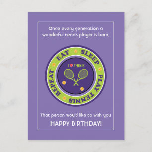 Cheeky Purple Tennis 🎾 Bonne Carte Postale Annive