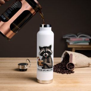 Cheeky Raccoon mit Whiskey Sour - Playful Cocktai Trinkflasche