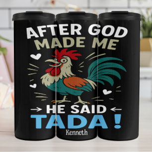 Cheeky Rooster-Anweisung Graphic Thermosbecher