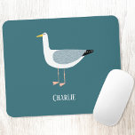 Cheeky Seagull Name Mousepad<br><div class="desc">Eine vom Ozean stehende,  freche Möwe. Ideal für alle,  die Vögel und die Küste lieben. Entfernen oder ändern Sie den Namen,  um ihn anzupassen.</div>