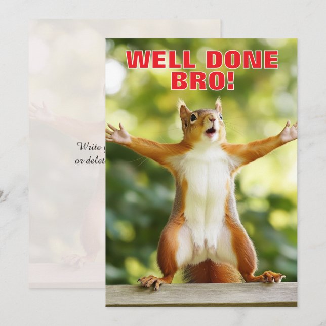 🎓Cheeky Squirrel Congrats Card  Einladung (Vorne/Hinten)
