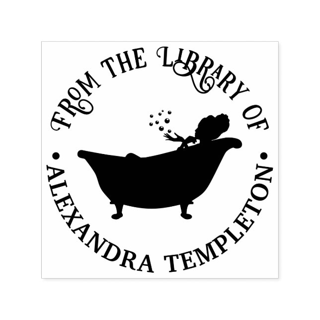 Cheeky Woman Bath Library Book Name Permastempel (Design)