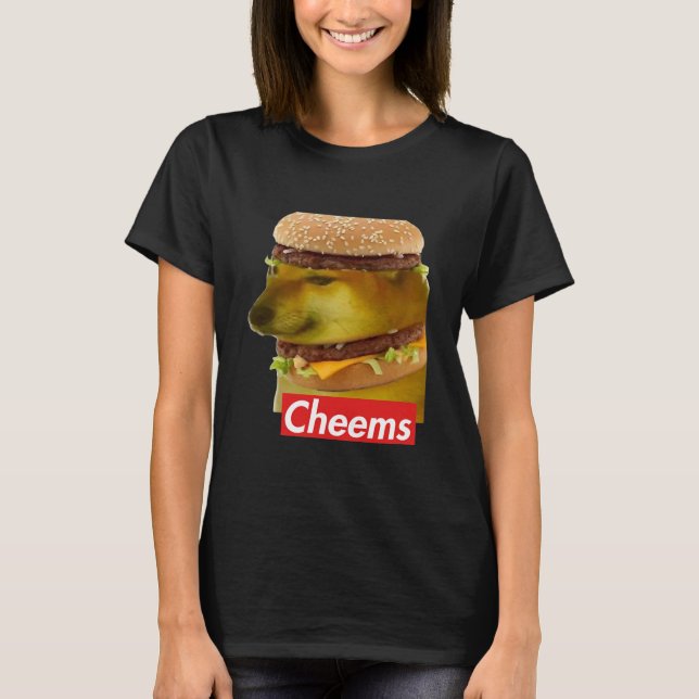 Cheems Cheemsburbger Ironic Doge Meme T-Shirt (Vorderseite)