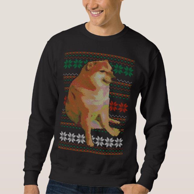 Cheems Ugly Christmas Sweater Doge Meme Design Sweatshirt (Vorderseite)